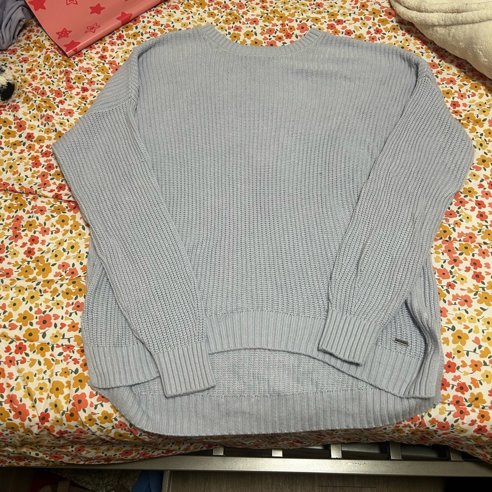 Hollister Women's Soft Blue Knit Sweater